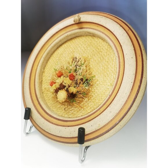Dried Flower Wall Hanging Vintage, Circle Pottery 1980s Wall Deco Stand Included - Picture 4 of 8